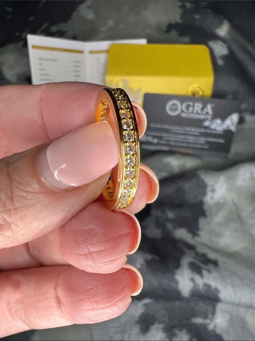 GRA Moissanite Gold Tone Eternity Band - Yellow
